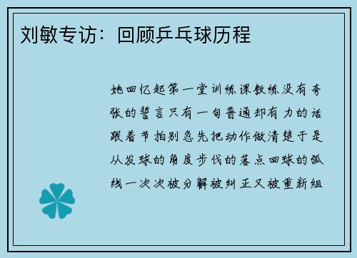 刘敏专访：回顾乒乓球历程